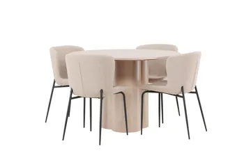 Olivia Matgrupp 110 cm Rund med 4 Modesto stolar - Whitewash - Möbler - Matplats - Matgrupp & matbord med stolar