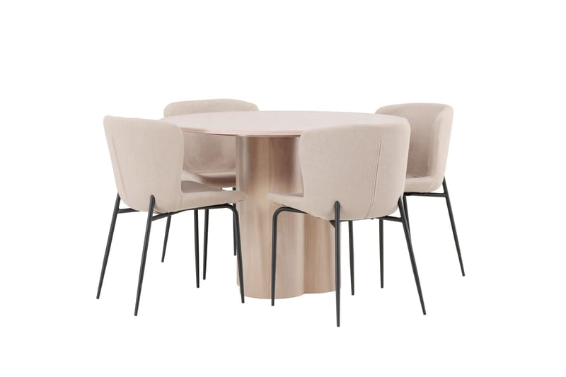 Olivia Matgrupp 110 cm Rund med 4 Modesto stolar - Whitewash - Möbler - Matplats - Matgrupp & matbord med stolar