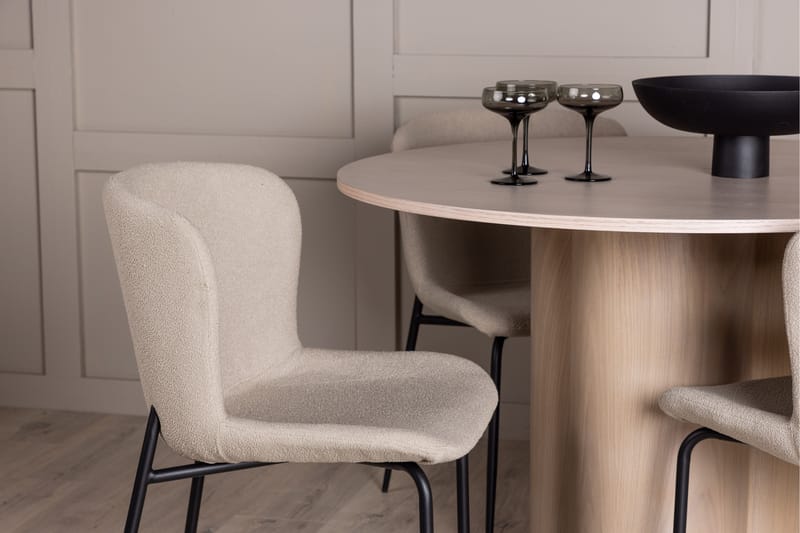 Olivia Matgrupp 110 cm Rund med 4 Modesto stolar - Whitewash - Möbler - Matplats - Matgrupp & matbord med stolar