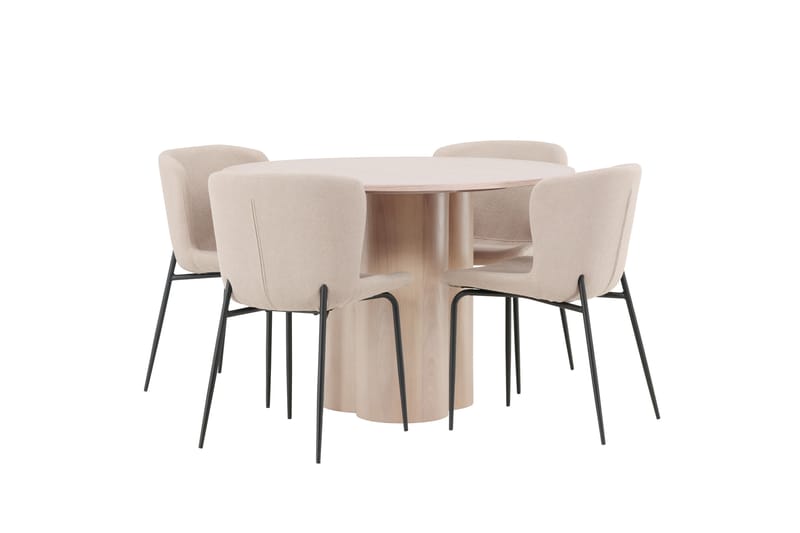 Olivia Matgrupp 110 cm Rund med 4 Modesto stolar - Whitewash - Möbler - Matplats - Matgrupp & matbord med stolar