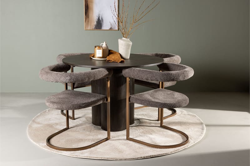 Olivia Matgrupp 110 cm Rund med 4 Morning stolar - Brun - Möbler - Matplats - Matgrupp & matbord med stolar