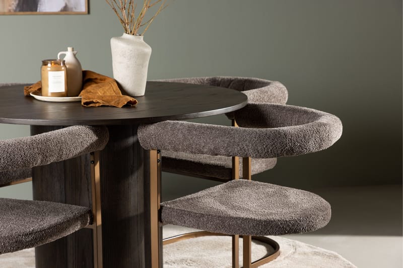 Olivia Matgrupp 110 cm Rund med 4 Morning stolar - Brun - Möbler - Matplats - Matgrupp & matbord med stolar