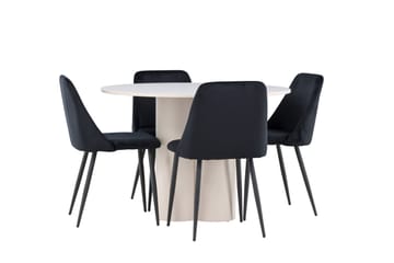 Olivia Matgrupp 110 cm Rund med 4 Night stolar - Beige/Svart - Möbler - Matplats - Matgrupp & matbord med stolar