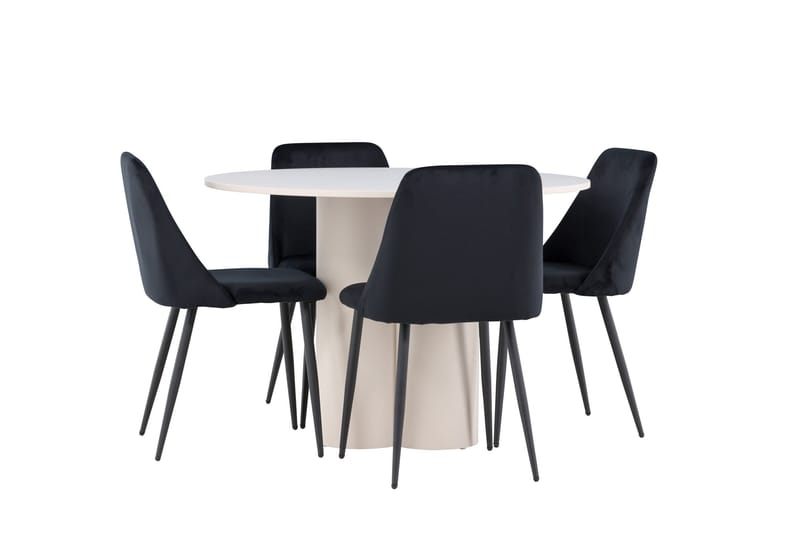 Olivia Matgrupp 110 cm Rund med 4 Night stolar - Beige/Svart - Möbler - Matplats - Matgrupp & matbord med stolar