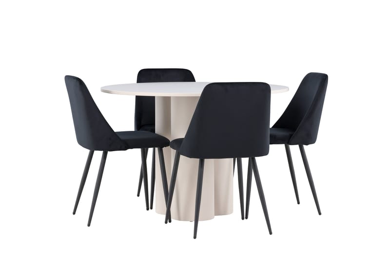 Olivia Matgrupp 110 cm Rund med 4 Night stolar - Beige/Svart - Möbler - Matplats - Matgrupp & matbord med stolar