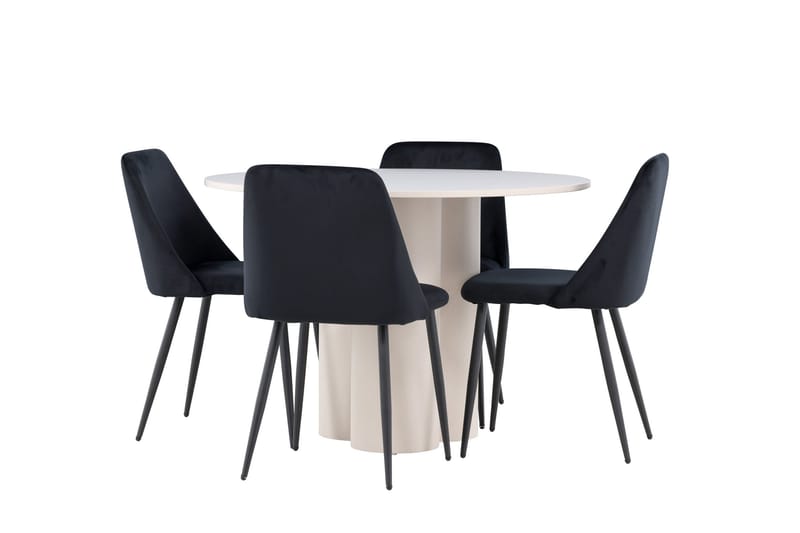 Olivia Matgrupp 110 cm Rund med 4 Night stolar - Beige/Svart - Möbler - Matplats - Matgrupp & matbord med stolar