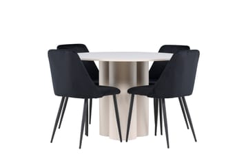 Olivia Matgrupp 110 cm Rund med 4 Night stolar - Beige/Svart - Möbler - Matplats - Matgrupp & matbord med stolar