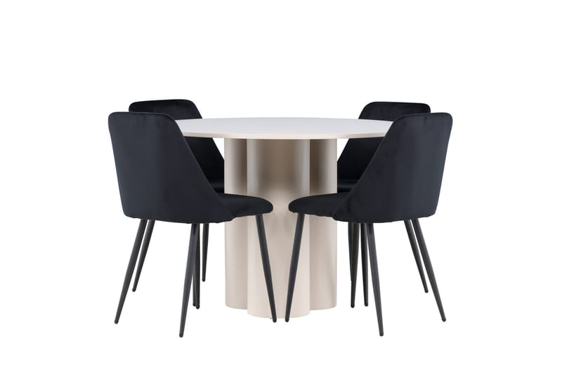 Olivia Matgrupp 110 cm Rund med 4 Night stolar - Beige/Svart - Möbler - Matplats - Matgrupp & matbord med stolar