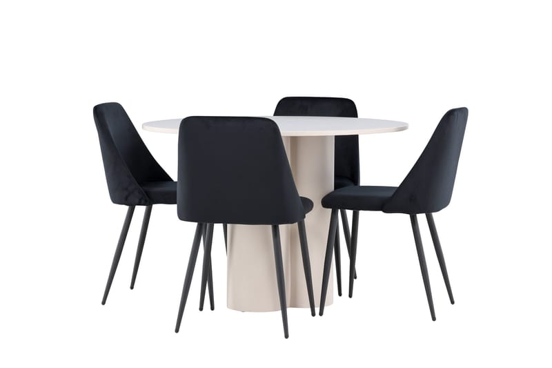 Olivia Matgrupp 110 cm Rund med 4 Night stolar - Beige/Svart - Möbler - Matplats - Matgrupp & matbord med stolar