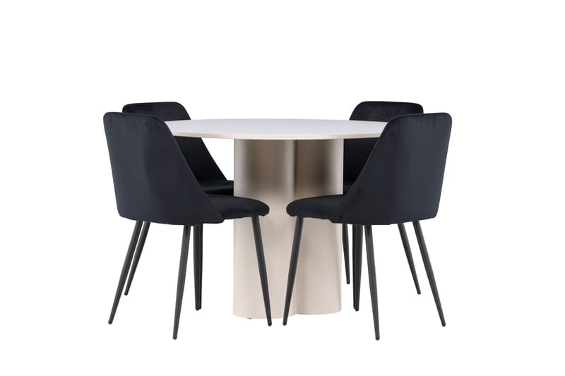 Olivia Matgrupp 110 cm Rund med 4 Night stolar - Beige/Svart - Möbler - Matplats - Matgrupp & matbord med stolar