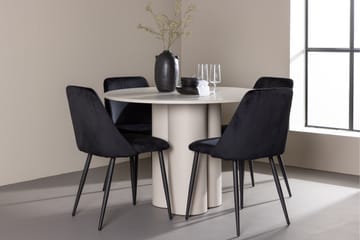 Olivia Matgrupp 110 cm Rund med 4 Night stolar - Beige/Svart - Möbler - Matplats - Matgrupp & matbord med stolar