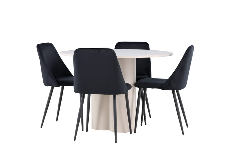Olivia Matgrupp 110 cm Rund med 4 Night stolar - Beige/Svart - Möbler - Matplats - Matgrupp & matbord med stolar