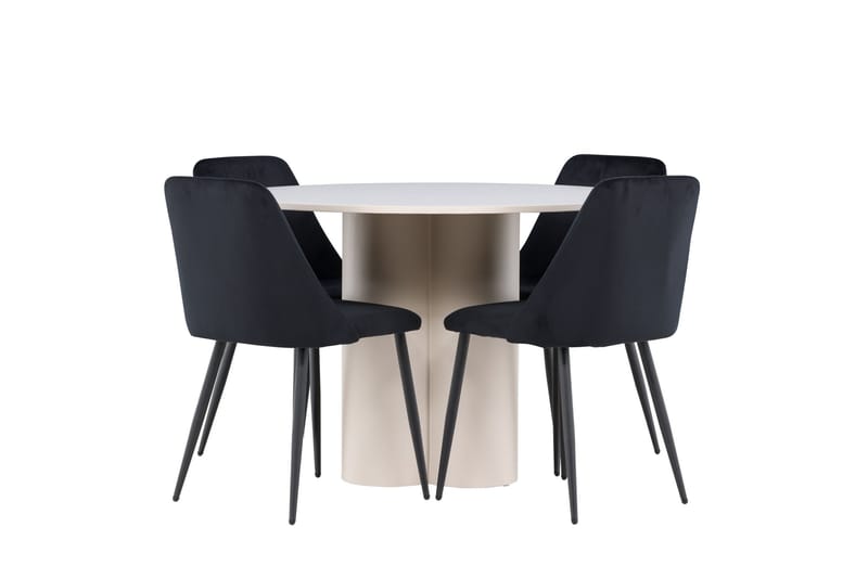 Olivia Matgrupp 110 cm Rund med 4 Night stolar - Beige/Svart - Möbler - Matplats - Matgrupp & matbord med stolar