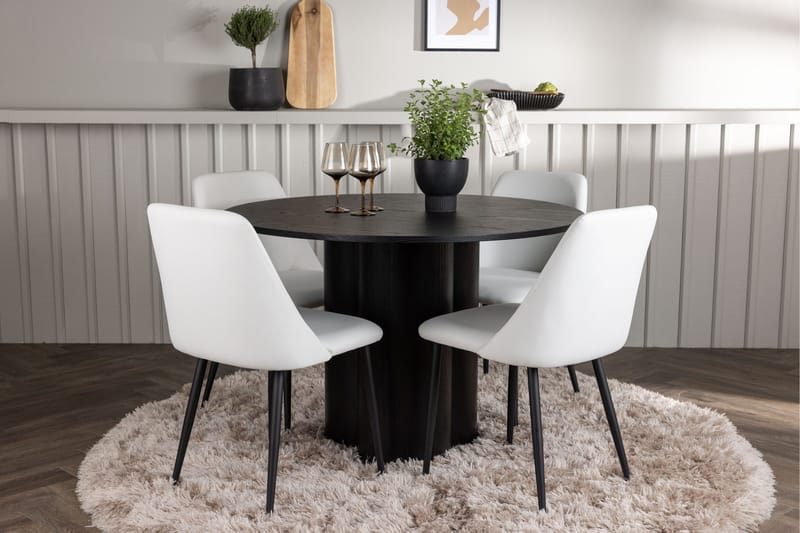 Olivia Matgrupp 110 cm Rund med 4 Night Stolar, Svart