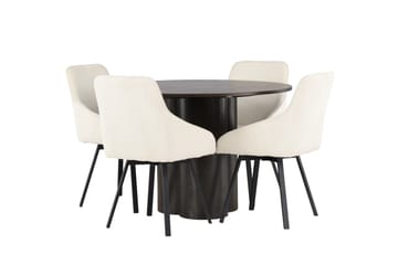 Olivia Matgrupp 110 cm Rund med 4 Rosie stolar - Beige - Möbler - Matplats - Matgrupp & matbord med stolar