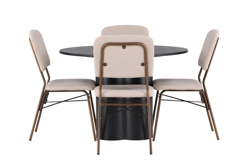 Olivia Matgrupp 110 cm Rund med 4 Seda Stolar, Beige