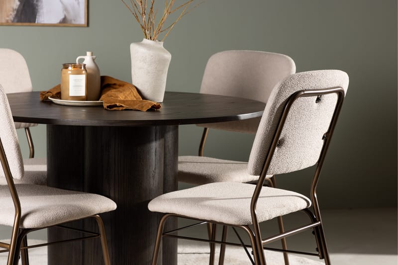 Olivia Matgrupp 110 cm Rund med 4 Seda stolar - Beige - Möbler - Matplats - Matgrupp & matbord med stolar
