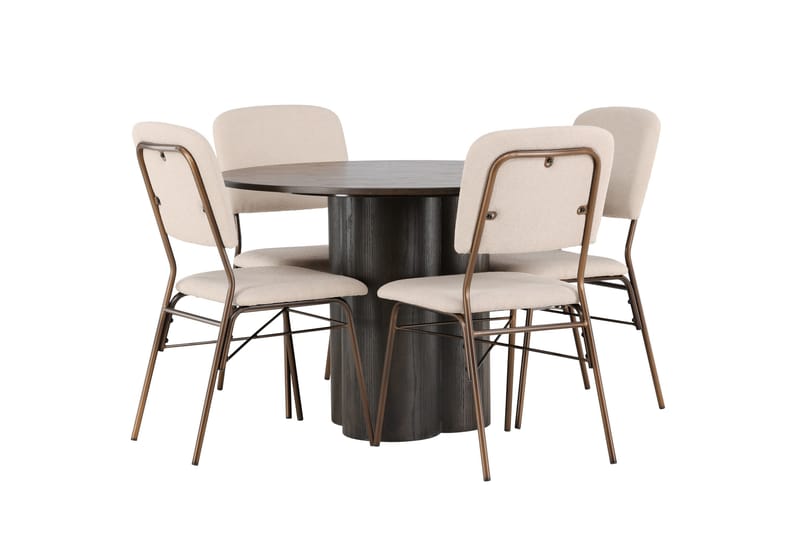 Olivia Matgrupp 110 cm Rund med 4 Seda stolar - Beige - Möbler - Matplats - Matgrupp & matbord med stolar