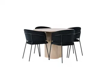 Olivia Matgrupp 110 cm Rund med 4 Selma Stolar - Svart - Möbler - Matplats - Matgrupp & matbord med stolar