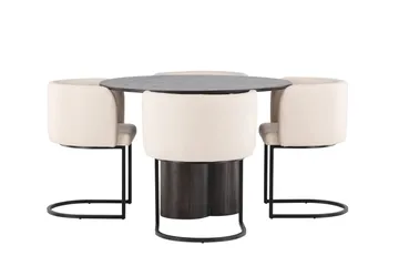 Olivia Matgrupp 110 cm Rund med 4 Simrishamn stolar - Beige - Möbler - Matplats - Matgrupp & matbord med stolar