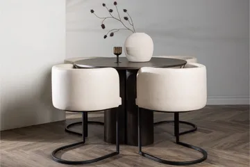 Olivia Matgrupp 110 cm Rund med 4 Simrishamn stolar - Beige - Möbler - Matplats - Matgrupp & matbord med stolar