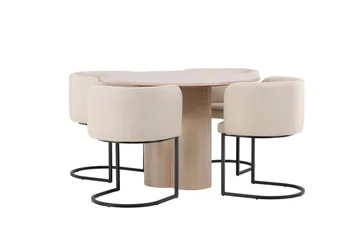 Olivia Matgrupp 110 cm Rund med 4 Simrishamn stolar - Whitewash - Möbler - Matplats - Matgrupp & matbord med stolar