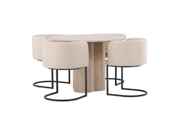 Olivia Matgrupp 110 cm Rund med 4 Simrishamn stolar - Whitewash - Möbler - Matplats - Matgrupp & matbord med stolar