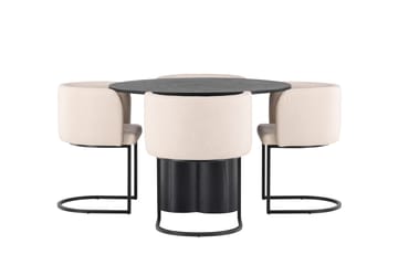 Olivia Matgrupp 110 cm Rund med 4 Simrishman Stolar - Beige - Möbler - Matplats - Matgrupp & matbord med stolar