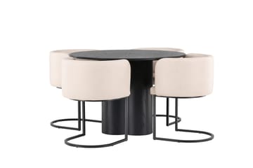 Olivia Matgrupp 110 cm Rund med 4 Simrishman Stolar - Beige - Möbler - Matplats - Matgrupp & matbord med stolar