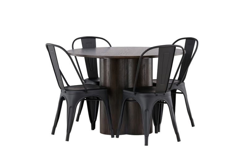 Olivia Matgrupp 110 cm Rund med 4 Tempe Stolar - Svart - Möbler - Matplats - Matgrupp & matbord med stolar