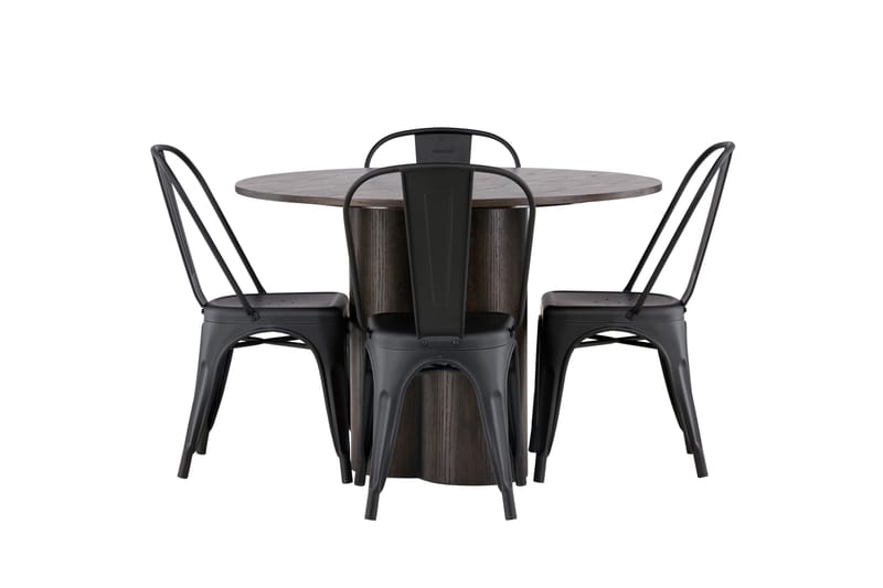 Olivia Matgrupp 110 cm Rund med 4 Tempe Stolar - Svart - Möbler - Matplats - Matgrupp & matbord med stolar