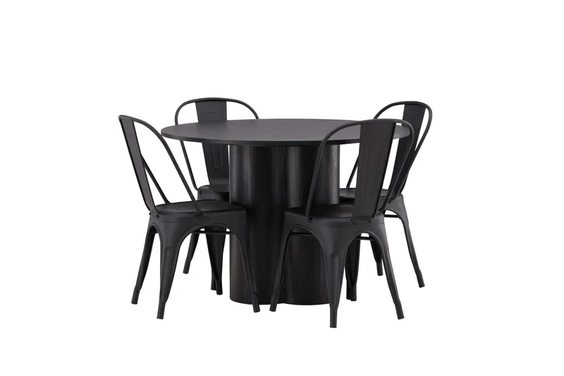 Olivia Matgrupp 110 cm Rund med 4 Tempe Stolar - Svart - Möbler - Matplats - Matgrupp & matbord med stolar