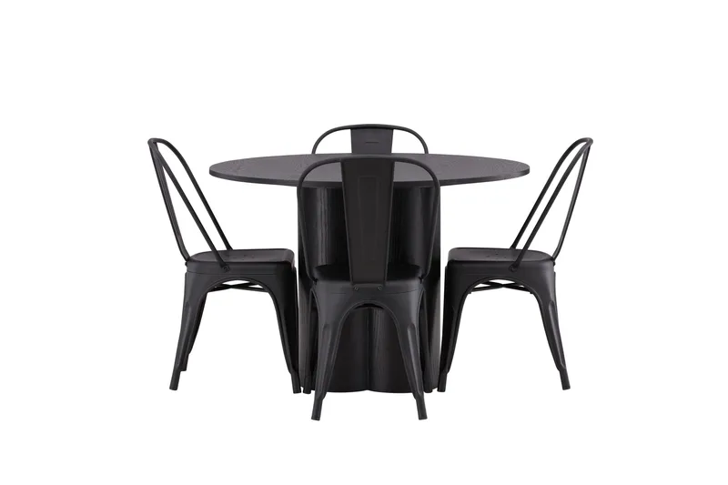 Olivia Matgrupp 110 cm Rund med 4 Tempe Stolar - Svart - Möbler - Matplats - Matgrupp & matbord med stolar