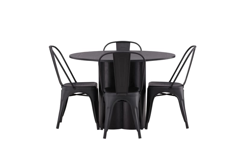 Olivia Matgrupp 110 cm Rund med 4 Tempe Stolar - Svart - Möbler - Matplats - Matgrupp & matbord med stolar