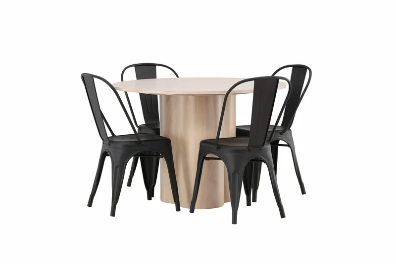 Olivia Matgrupp 110 cm Rund med 4 Tempe Stolar - Svart - Möbler - Matplats - Matgrupp & matbord med stolar