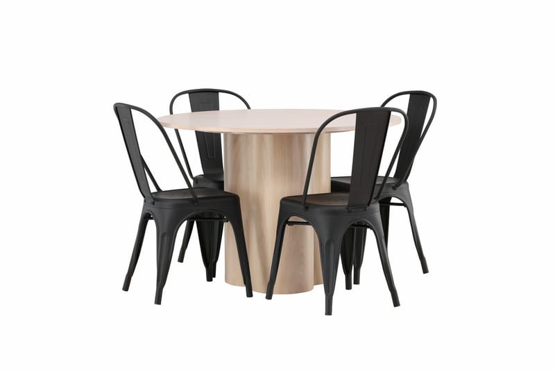 Olivia Matgrupp 110 cm Rund med 4 Tempe Stolar - Svart - Möbler - Matplats - Matgrupp & matbord med stolar