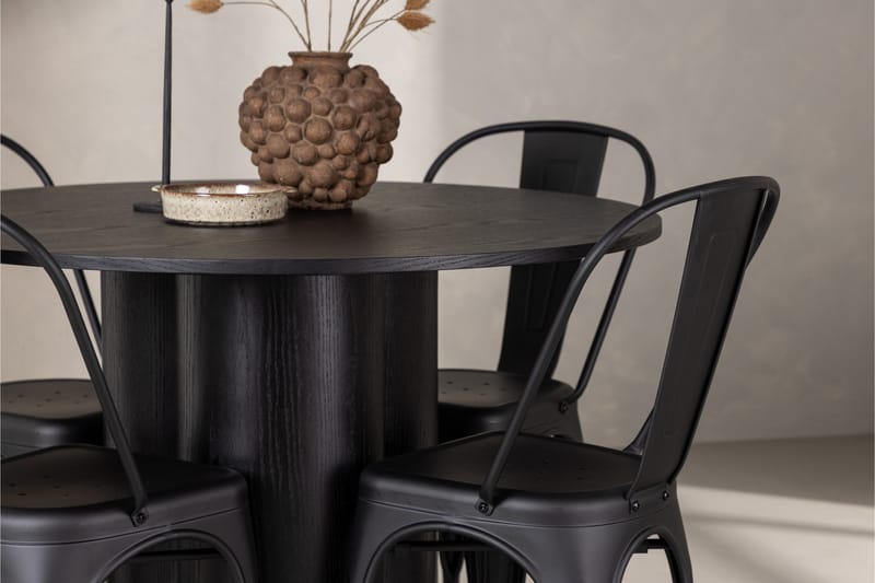 Olivia Matgrupp 110 cm Rund med 4 Tempe Stolar - Svart - Möbler - Matplats - Matgrupp & matbord med stolar