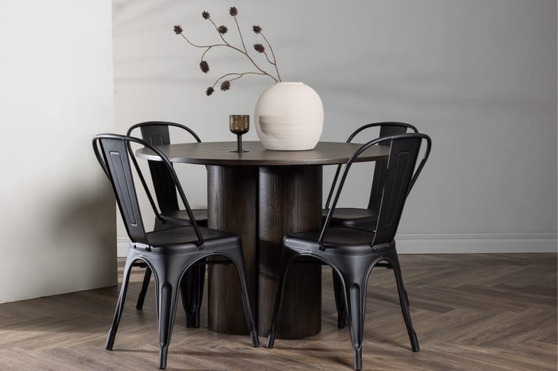 Olivia Matgrupp 110 cm Rund med 4 Tempe Stolar - Svart - Möbler - Matplats - Matgrupp & matbord med stolar