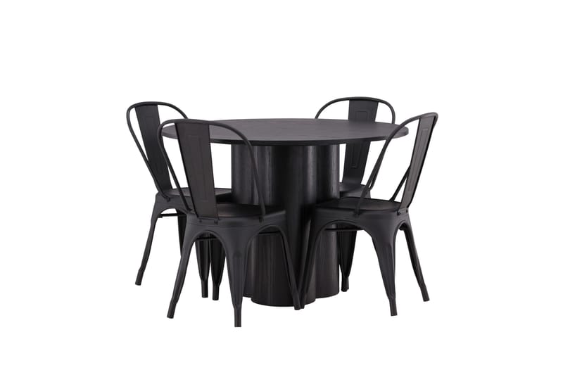 Olivia Matgrupp 110 cm Rund med 4 Tempe Stolar - Svart - Möbler - Matplats - Matgrupp & matbord med stolar