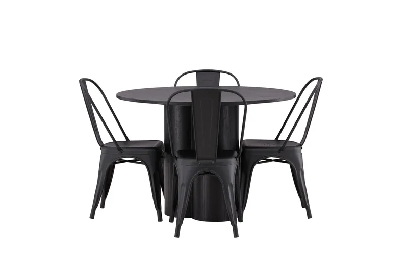 Olivia Matgrupp 110 cm Rund med 4 Tempe Stolar - Svart - Möbler - Matplats - Matgrupp & matbord med stolar