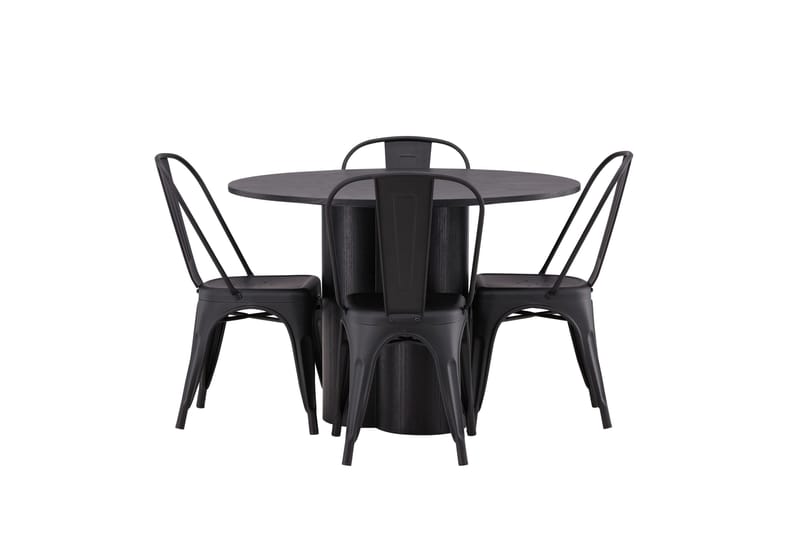 Olivia Matgrupp 110 cm Rund med 4 Tempe Stolar - Svart - Möbler - Matplats - Matgrupp & matbord med stolar