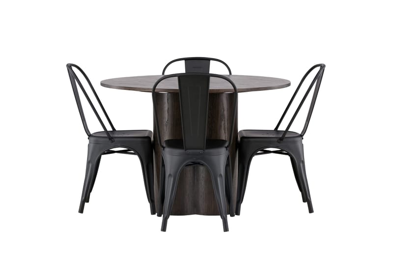 Olivia Matgrupp 110 cm Rund med 4 Tempe Stolar - Svart - Möbler - Matplats - Matgrupp & matbord med stolar