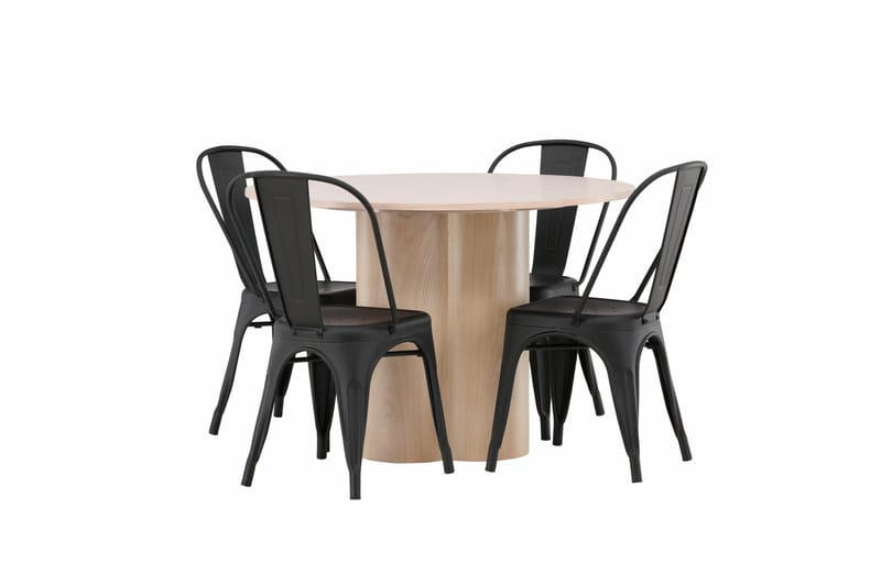 Olivia Matgrupp 110 cm Rund med 4 Tempe Stolar - Svart - Möbler - Matplats - Matgrupp & matbord med stolar