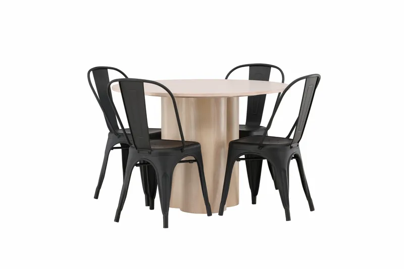 Olivia Matgrupp 110 cm Rund med 4 Tempe Stolar - Svart - Möbler - Matplats - Matgrupp & matbord med stolar