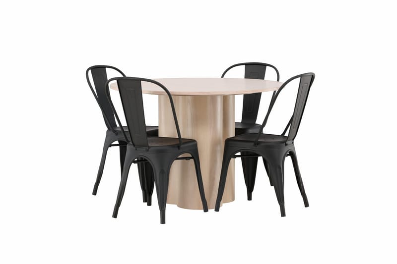 Olivia Matgrupp 110 cm Rund med 4 Tempe Stolar - Svart - Möbler - Matplats - Matgrupp & matbord med stolar