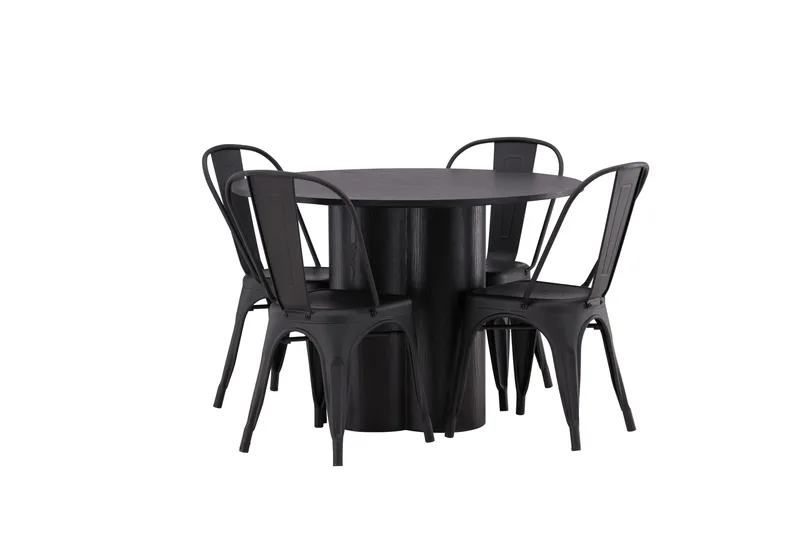 Olivia Matgrupp 110 cm Rund med 4 Tempe Stolar - Svart - Möbler - Matplats - Matgrupp & matbord med stolar