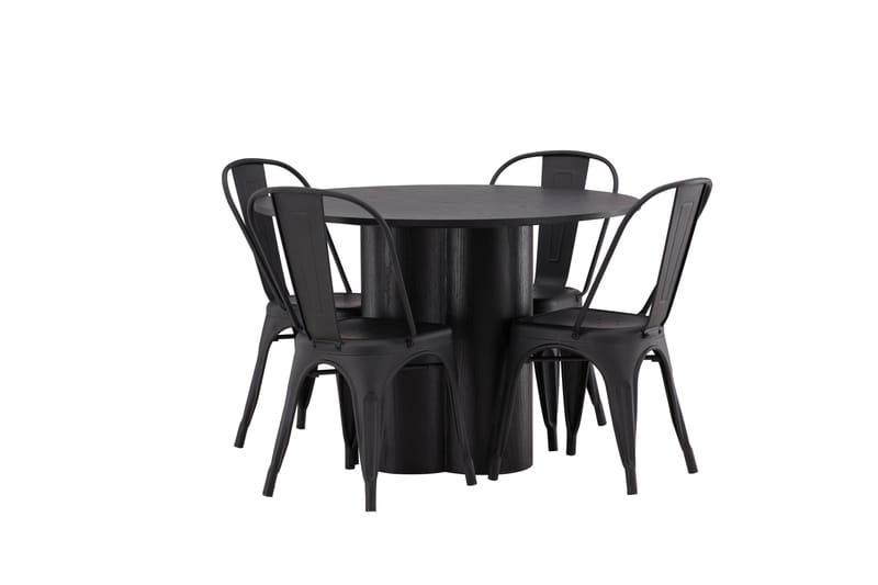 Olivia Matgrupp 110 cm Rund med 4 Tempe Stolar - Svart - Möbler - Matplats - Matgrupp & matbord med stolar