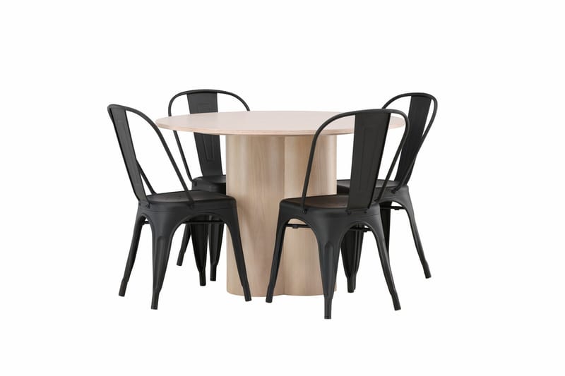 Olivia Matgrupp 110 cm Rund med 4 Tempe Stolar - Svart - Möbler - Matplats - Matgrupp & matbord med stolar