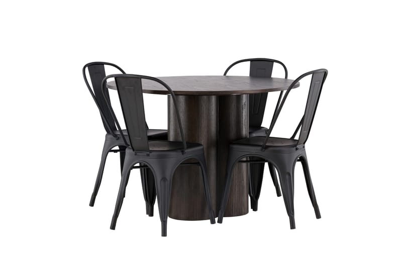 Olivia Matgrupp 110 cm Rund med 4 Tempe Stolar - Svart - Möbler - Matplats - Matgrupp & matbord med stolar