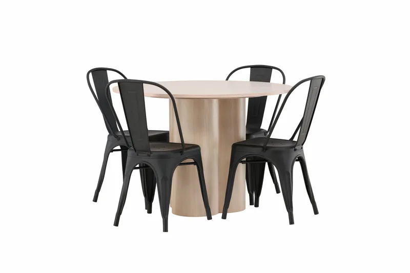 Olivia Matgrupp 110 cm Rund med 4 Tempe Stolar - Svart - Möbler - Matplats - Matgrupp & matbord med stolar